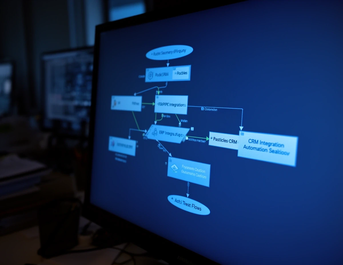 Pantalla con un diagrama de flujos de automatización conectando varias herramientas